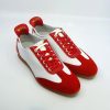 The Luca In White & Red Leather & Suede - Old School Trainers