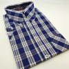 The Jackpot - Blue White Tartan - High Collar Button Down Short Sleeve Shirt - Mod Skin Style