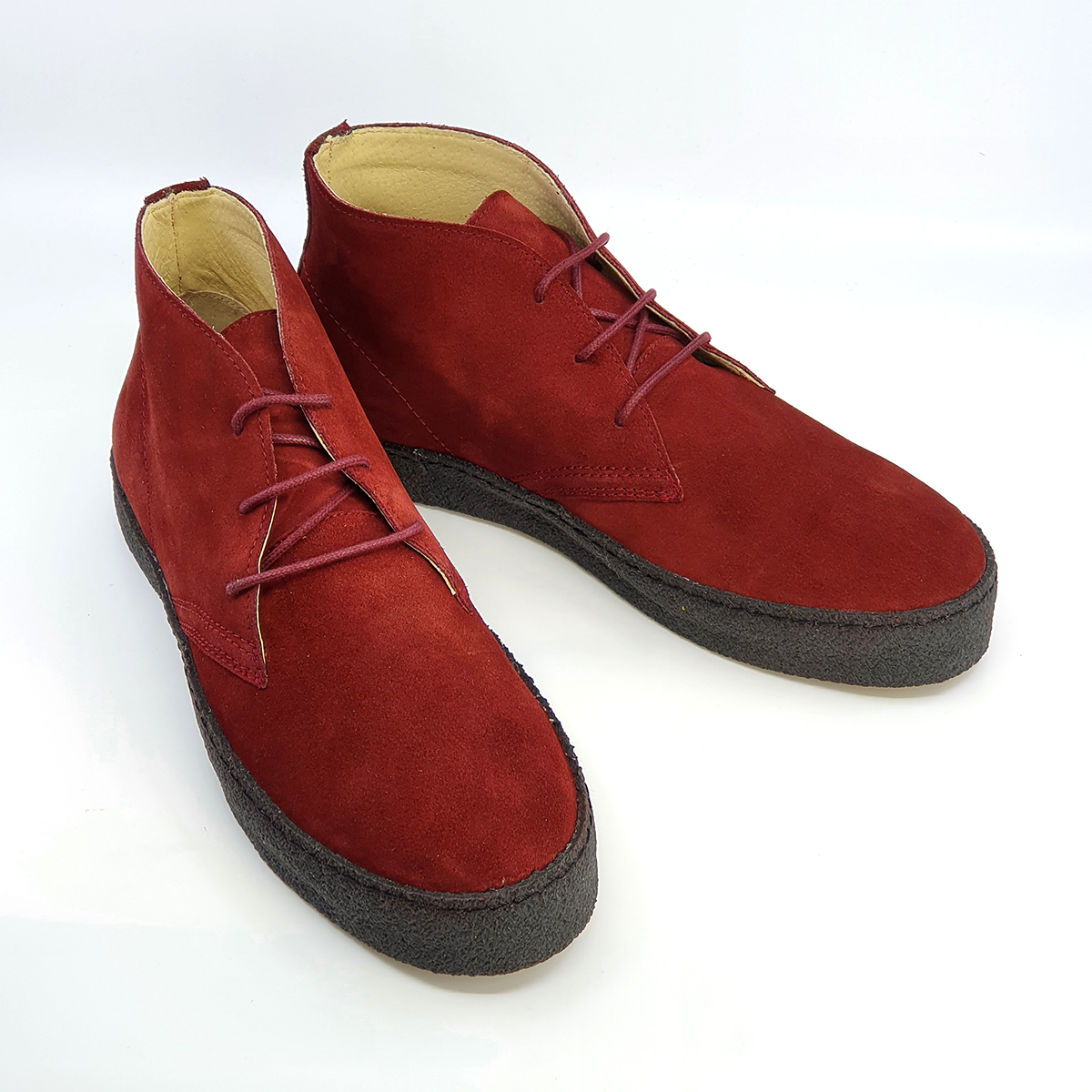 Chukka Boot Dark Red Suede – The Brett – Mod Shoes