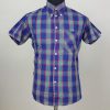 The Jackpot - Blue Green Red Tartan High Collar Button Down Short Sleeve Shirt - Mod Skin Style