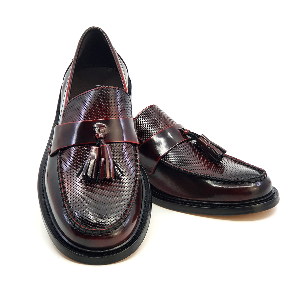 Delicious Junction Ace Punch Mens Bordo Leather Sole MOD SKA Tassel Loafers 