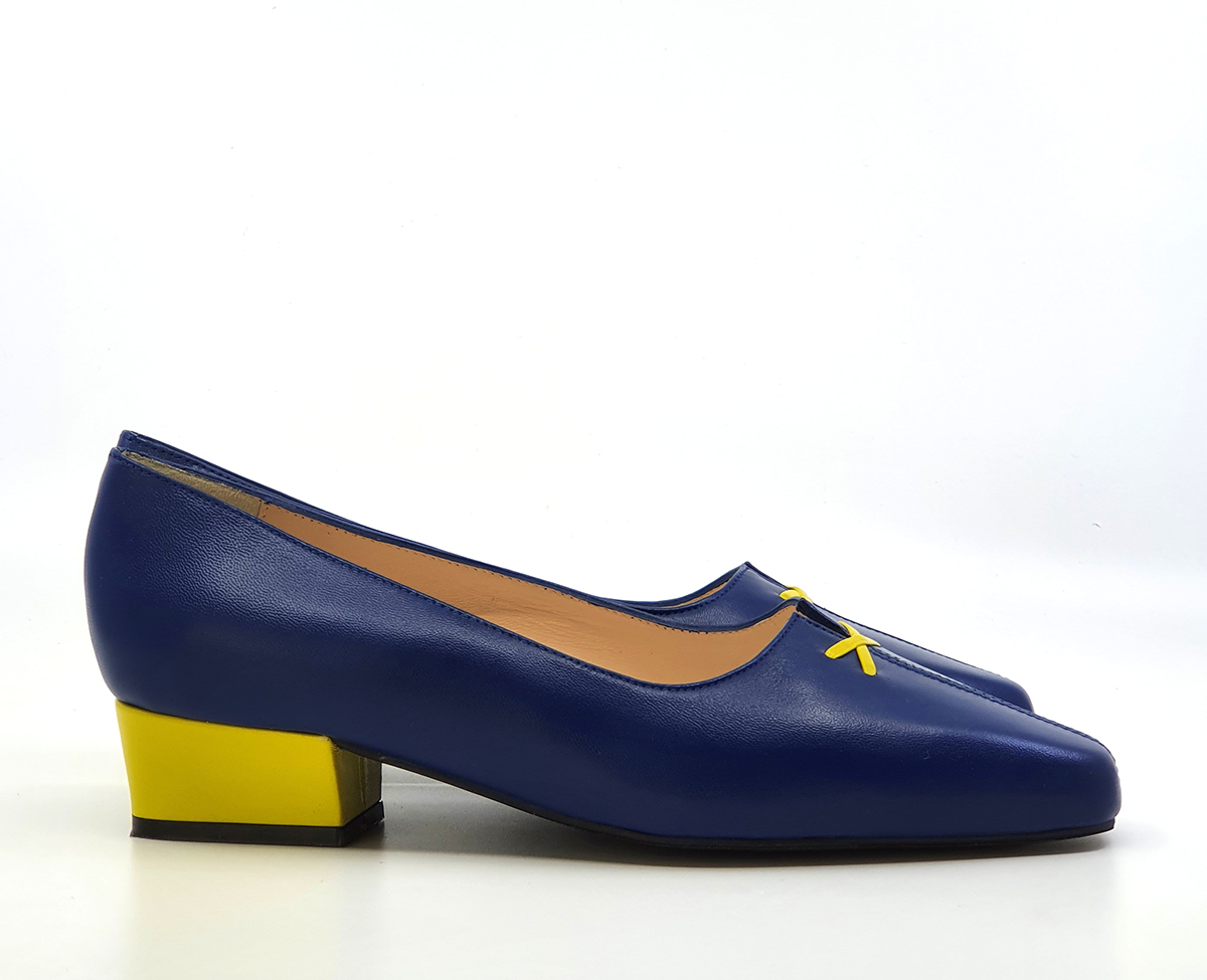 The Ellen Blue & Yellow Loafers – 60’s Style Ladies Shoes By Mod Shoes ...