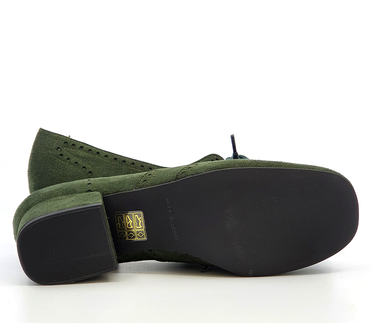 The Faye Brogue In Forest Green Vegan Suede Effect Vintage Style Ladies Shoes Mod Shoes