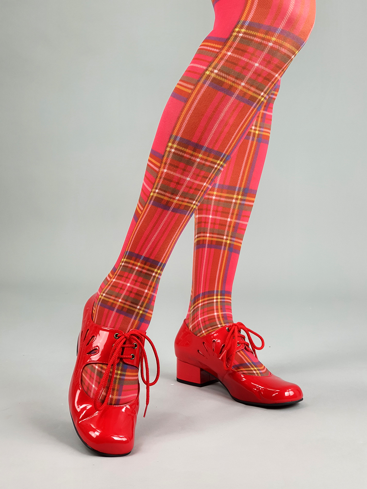 Red Tartan Tights ladies vintage retro 60s 70s style Mod Shoes