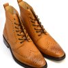 The Shelby V2 (New Thicker Soles) - Tan Brogue Boots - Peaky Blinders Inspired