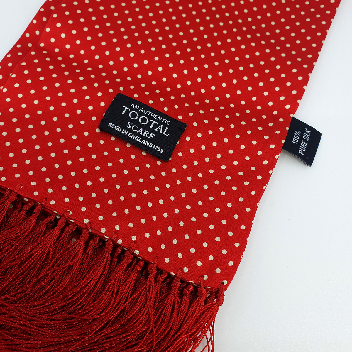 Authentic Tootal Vintage Silk Scarf Red with White Polka Dots **Brand New** 