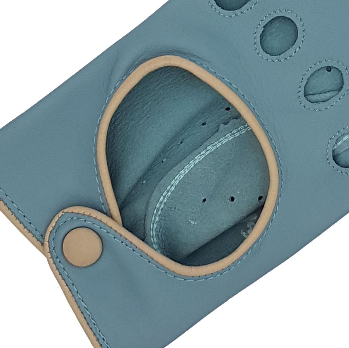 Ladies Leather Driving Gloves Duck Egg Blue with Contrast Vintage Retro Style Mod Shoes