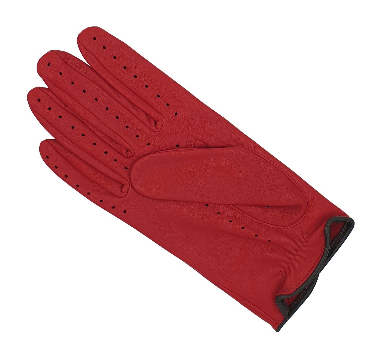 Ladies Leather Driving Gloves Red and Black Contrast Vintage