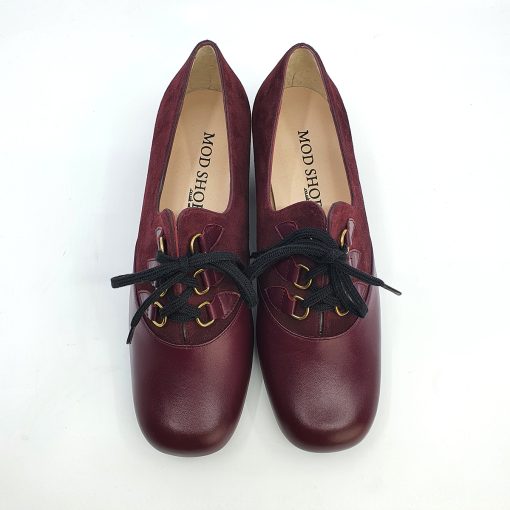 The Sybil In Plum Leather and Suede – Ladies Retro Shoes by Mod Shoes ...