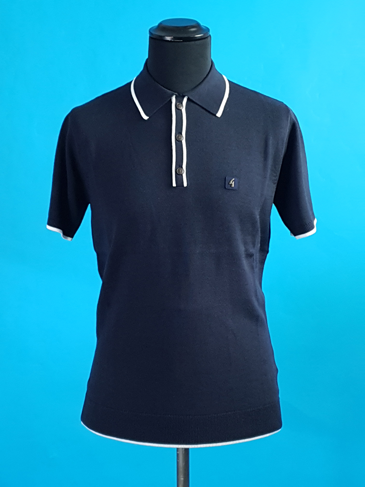 Gabicci Short Sleeve Polo In Navy White Tip – Mod Shoes