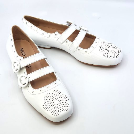 The “Pippa” in White – Ladies Retro Shoes by Mod Shoes – Mod Shoes