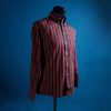 The Jackpot - Red Navy Stripe High Collar Button Down Long Sleeve Shirt - Mod Skin Style