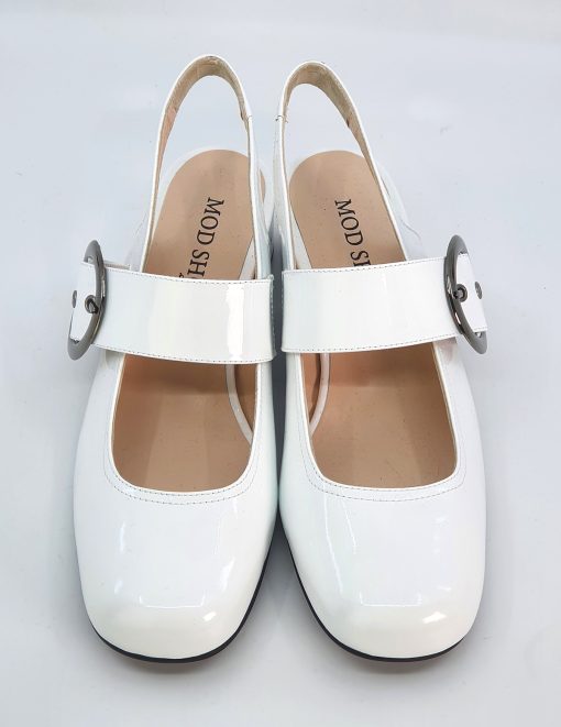 The Lulu In White – Ladies Retro 60’s Style by Mod Shoes – Mod Shoes