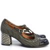 The Darcy in Black Pattern - Ladies Retro Style Shoe by Mod Shoes