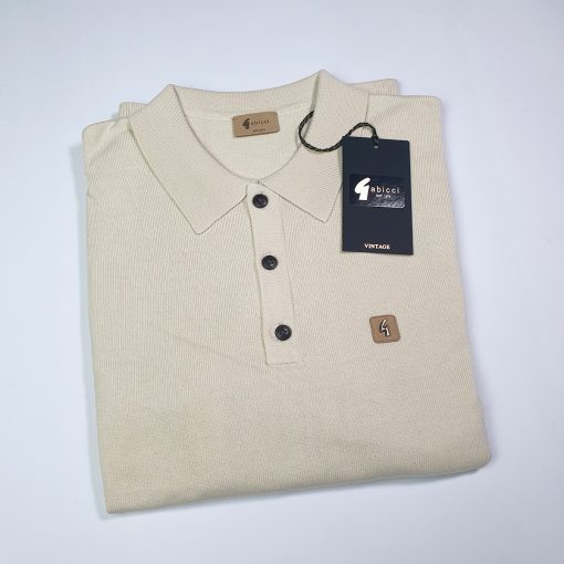 Gabicci Long Sleeve Plain Polo In Cream - Francesco - Image 6