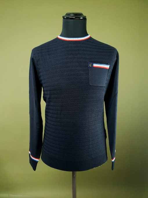 Gabicci Long Sleeve Crew Neck In Navy - Redford