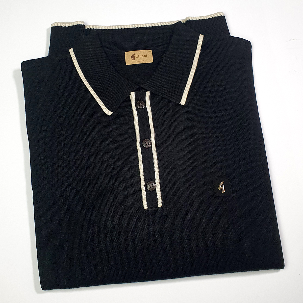 Gabicci Long Sleeve Polo Tipped Collar Black – Lineker – Mod Shoes