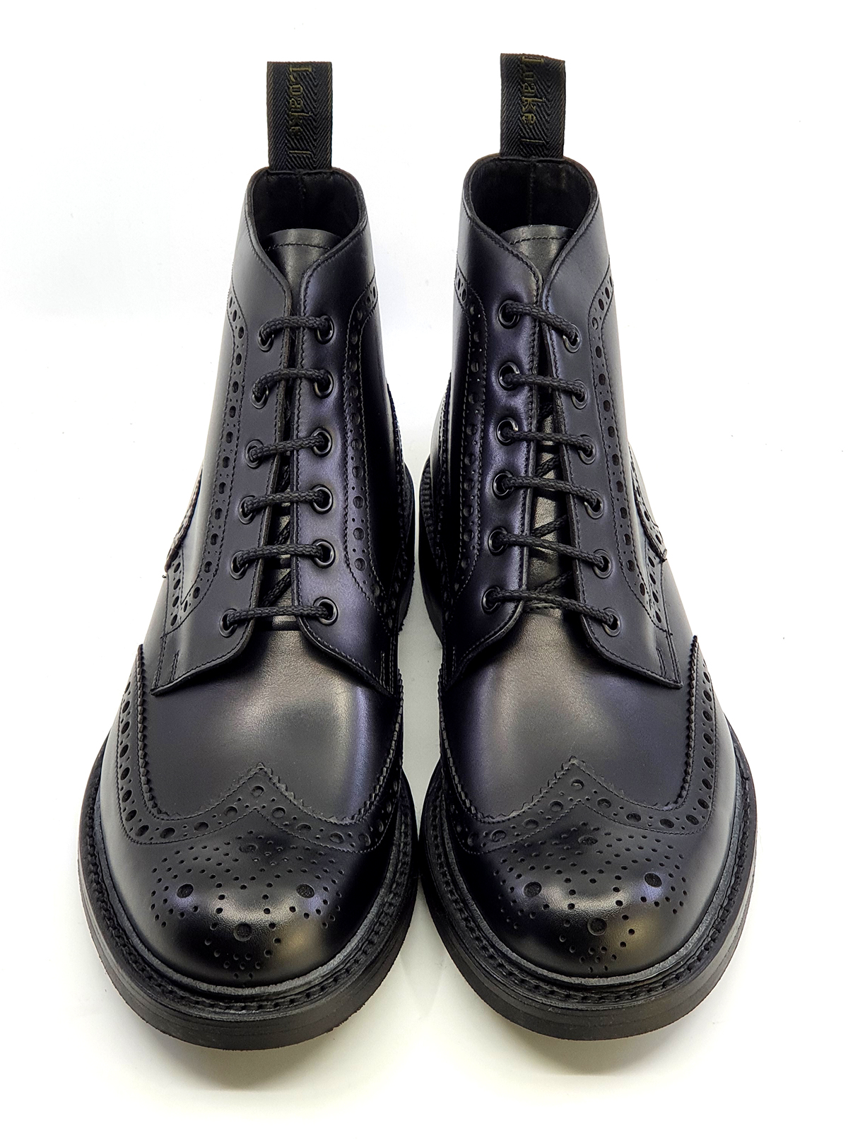Loake Bedale Black Brogue Boots – Made In England – Mod Shoes