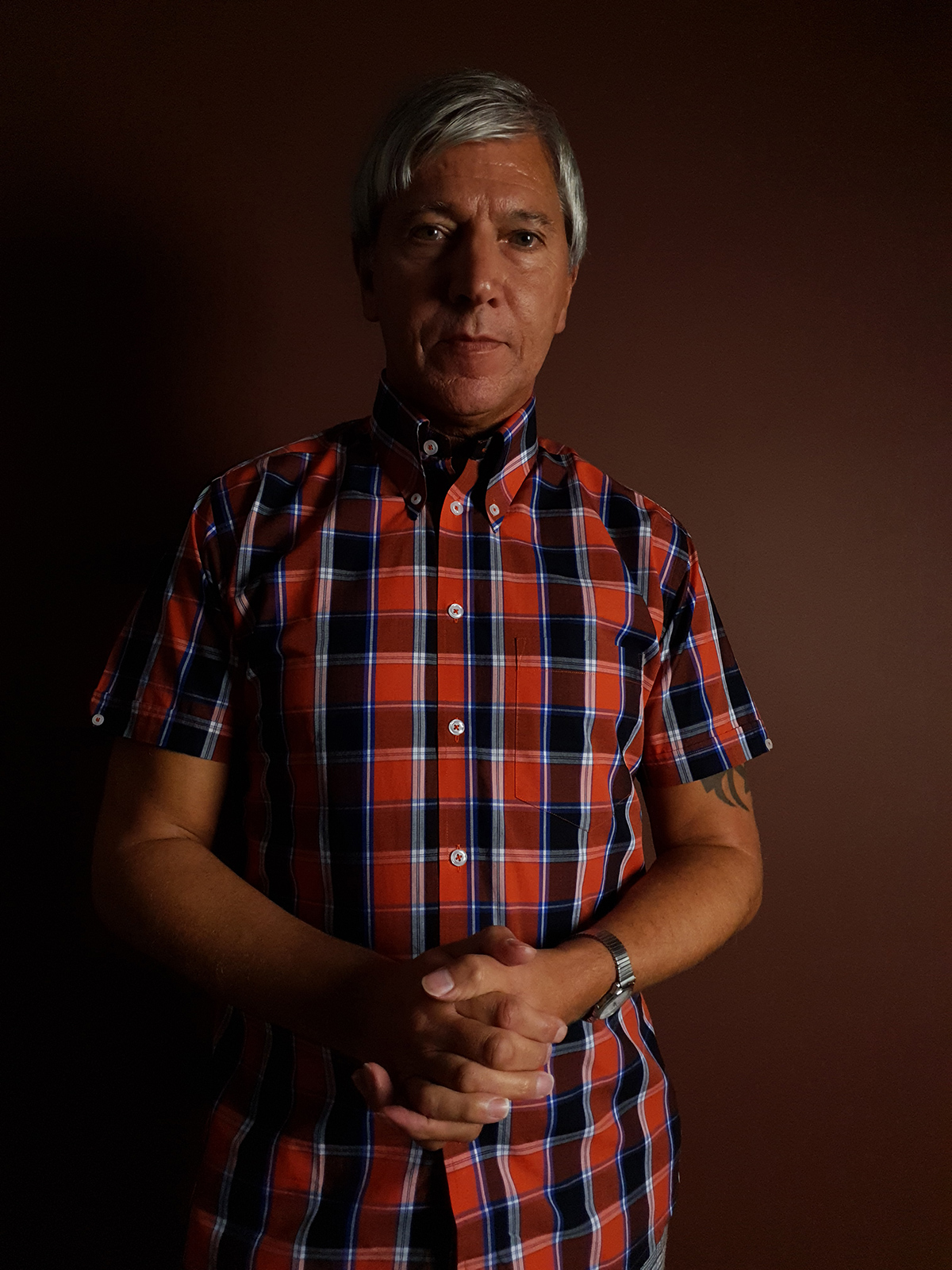 The Jackpot Burnt Orange Tartan High Collar Button Down Short Sleeve Shirt Mod Skin Style Mod Shoes