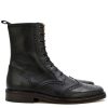 Ladies - The Big Shot - Black Brogue Boots - Hard Mod / Smart Skin