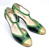 The "Lizzie" in Enchanted Forest Leather -  Ladies T-Bar Shoe