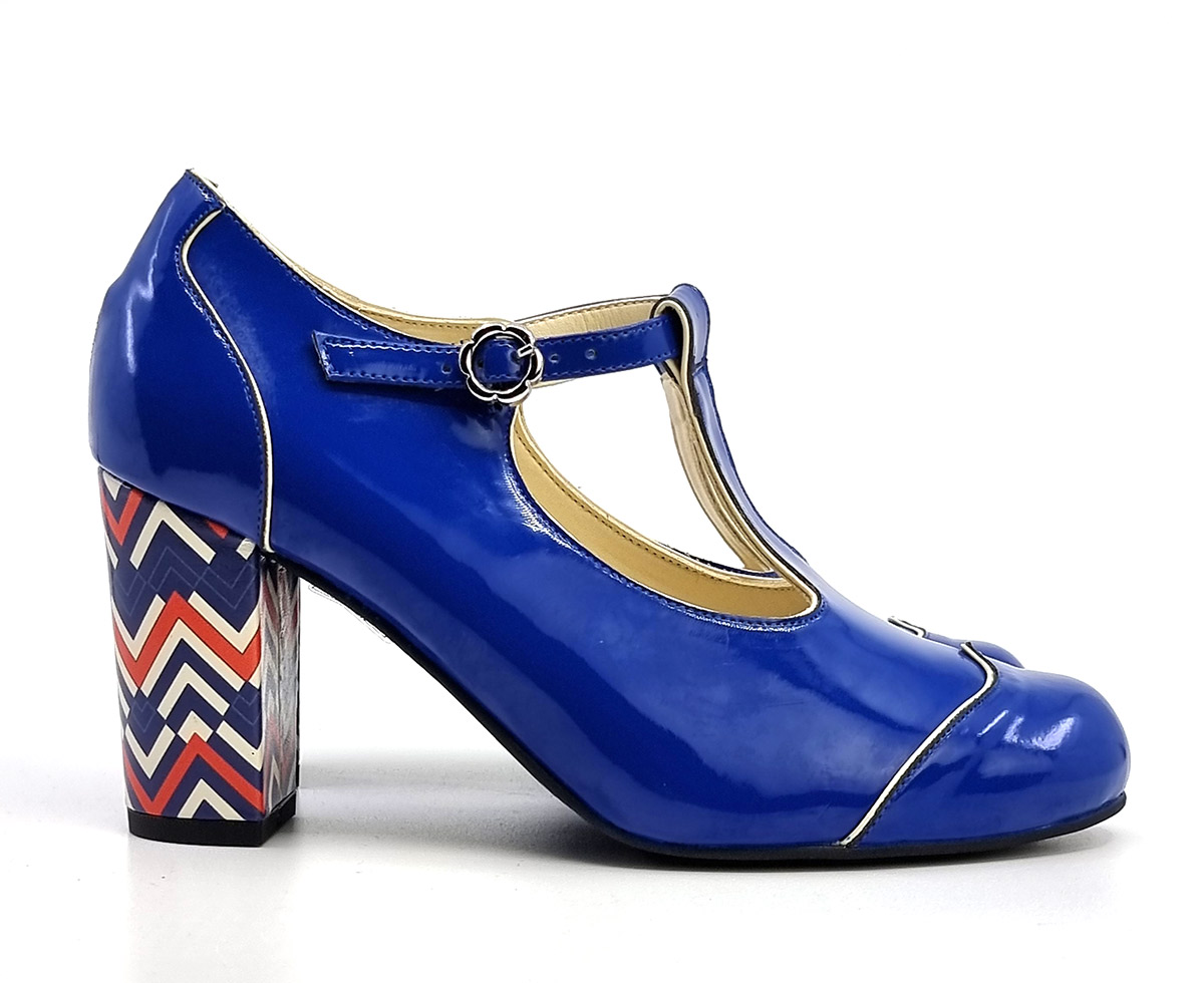 The Dusty Vee Blue Limited Edition Isabella Coordinated Collection Vegan Ladies Retro Shoes