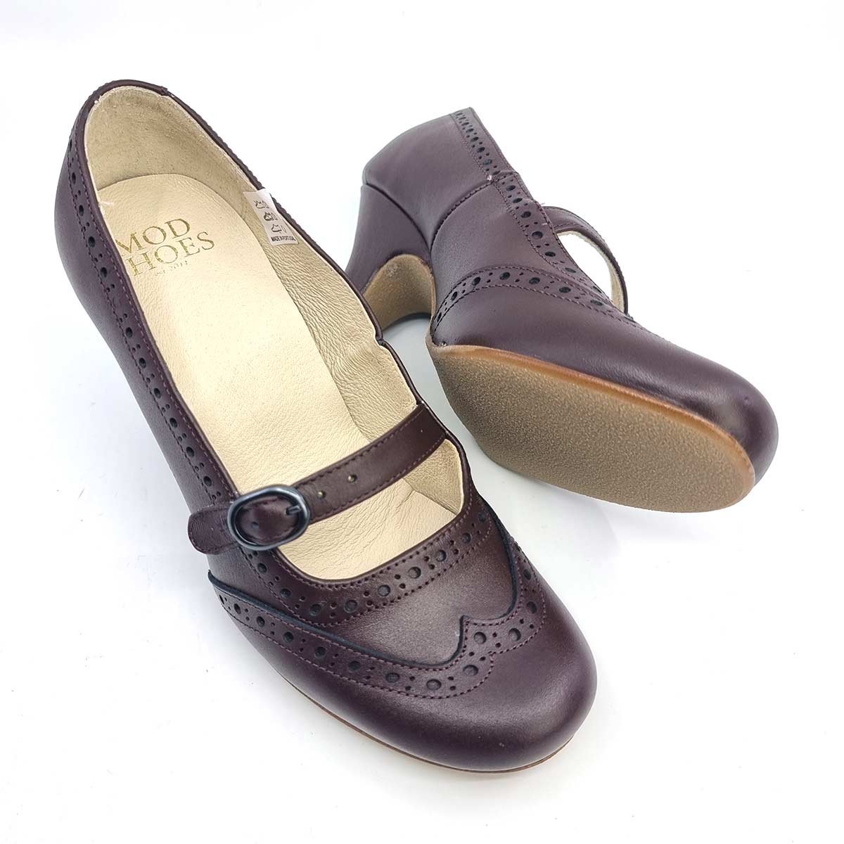 The Penny – Red Wine Matt Leather Mary Jane – Vintage Retro Ladies ...