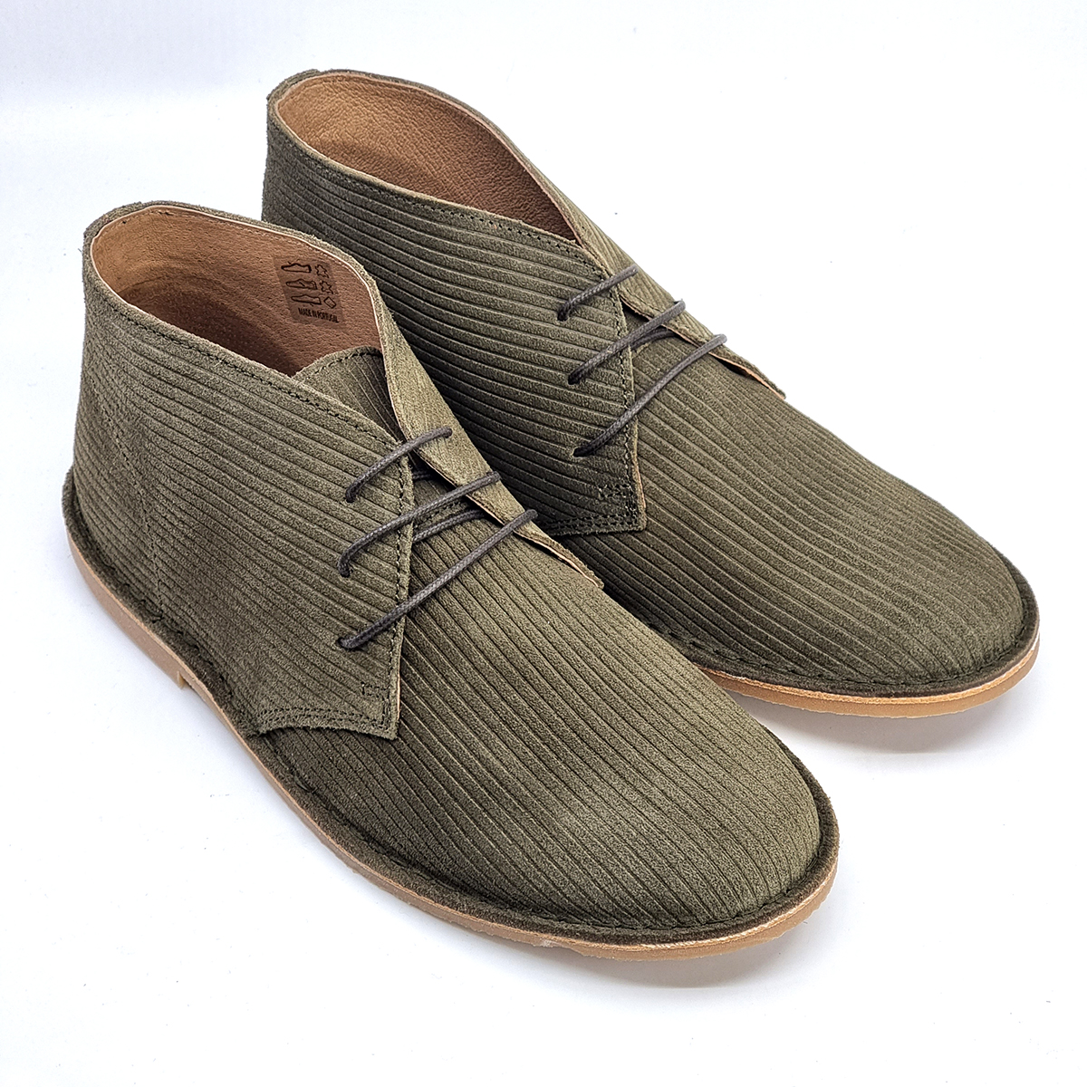 The Preston – Cord Effect Desert Boots In Khaki – Mod Shoes