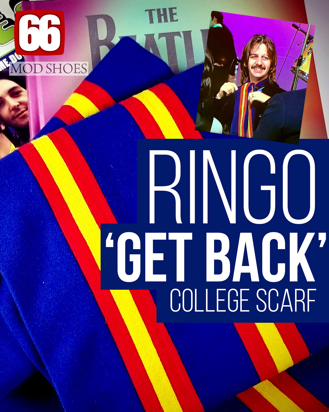 Ringo Starr ‘Get Back’ College Scarf Beatles Inspired- Made In England