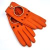 Isabella Coordinated Collection Ladies Leather Driving Gloves - Orange with Cream Contrast - Vintage Retro Style