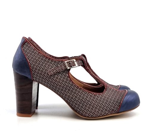 The Dusty in Burgundy Patterned – Ladies Retro Shoe by Mod Shoes – Mod ...