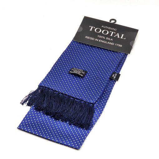 French Blue Spotted Silk Tootal Scarf - Vintage / Mod Style