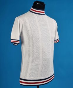 The Carl- White with Royal Blue Red Stripe Crew Neck by 66 Clothing