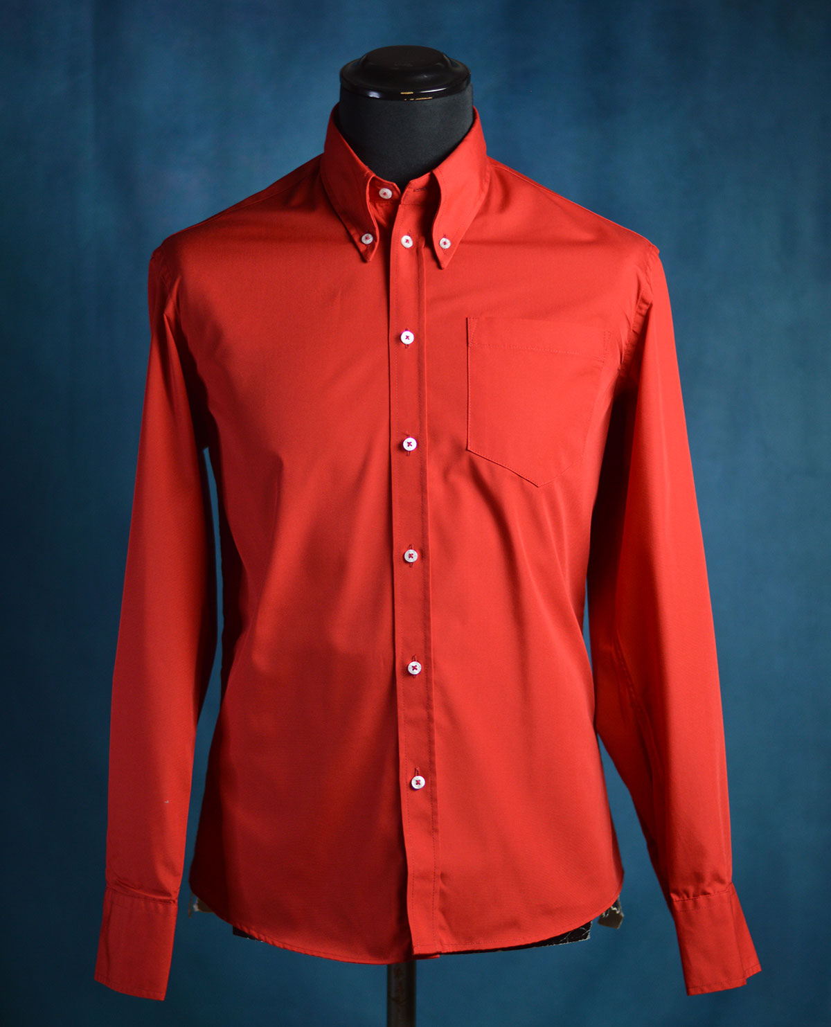 The Jackpot V2 Lennon Beatles Special In All Red High Collar Button Down Long Sleeve Shirt