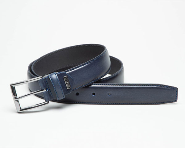 Navy Leather Belt – Sewn Edge – Mod Shoes