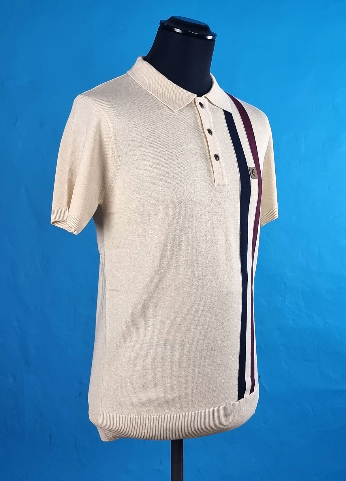 Gabicci Como Oat – 60s 70s Casual Style Top With Mod Stripe – Mod Shoes