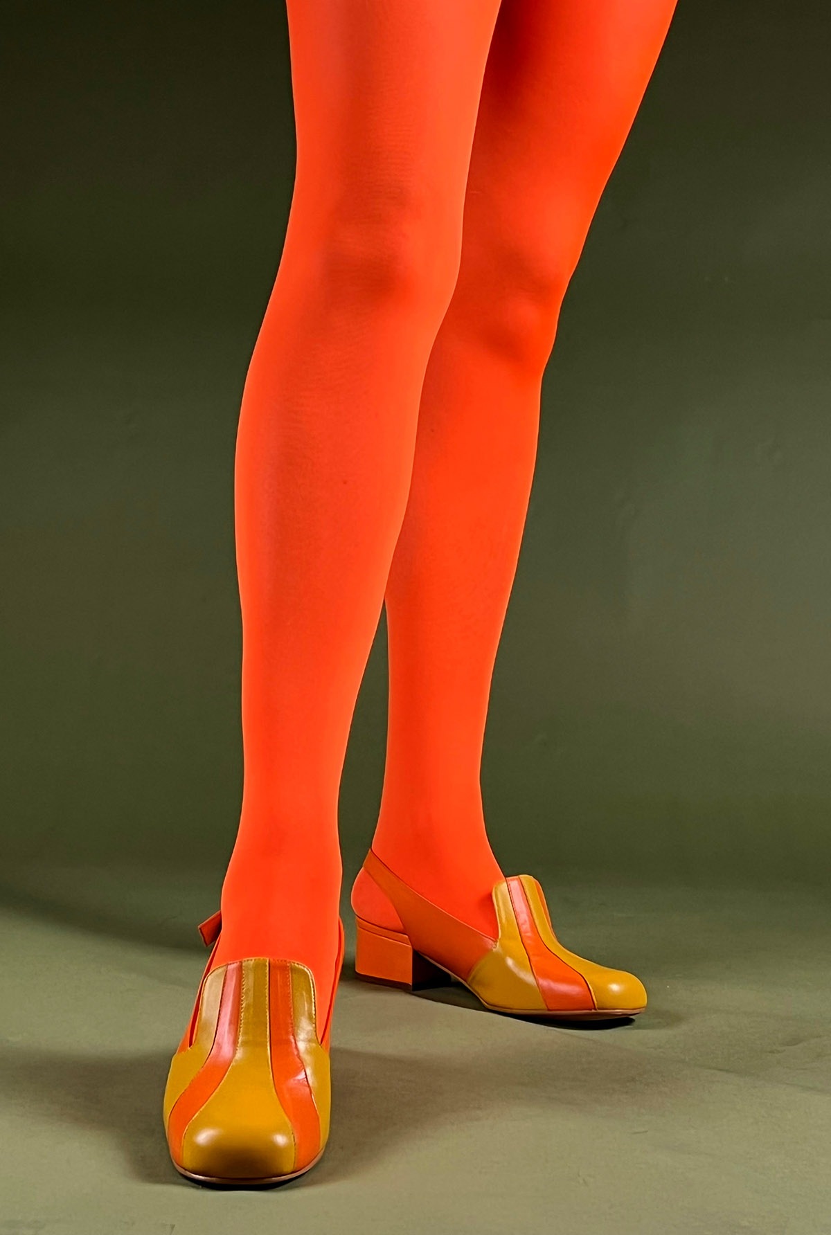 Orange 40 Denier Tights- ladies vintage retro 60s - 70s style