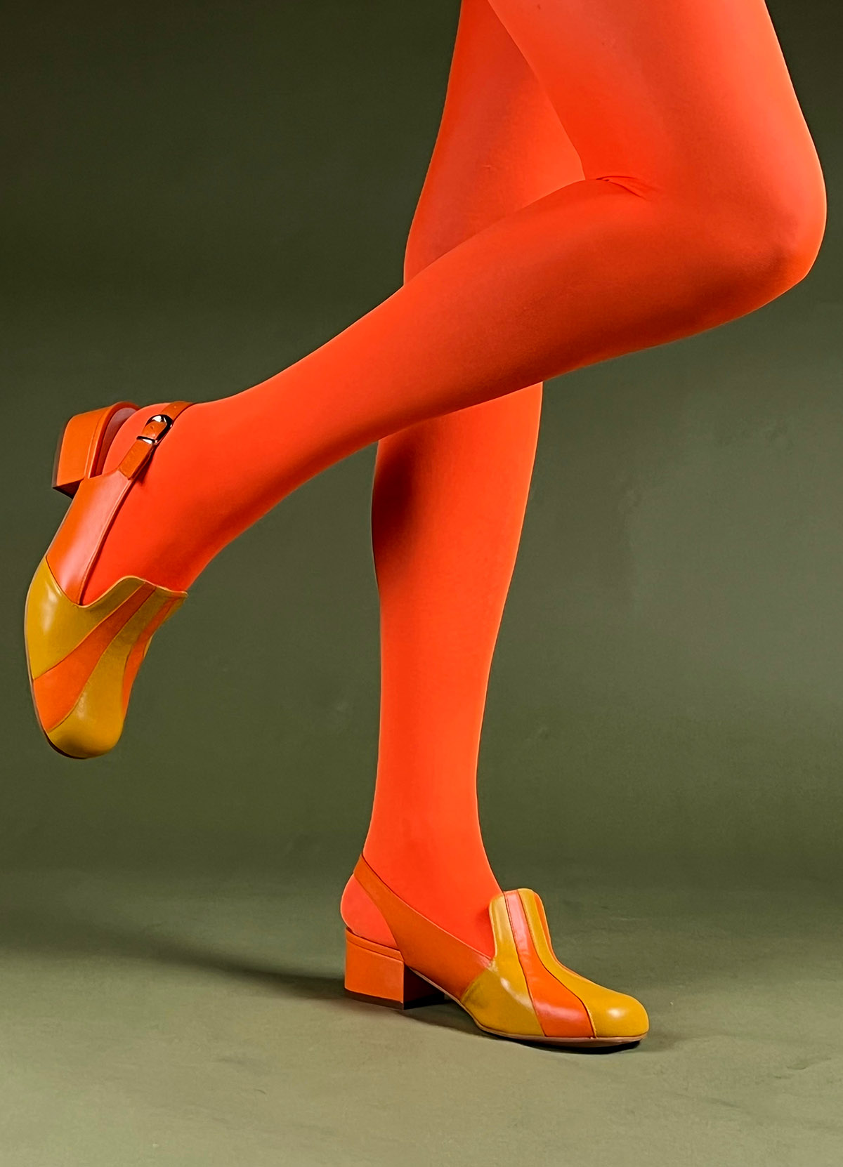 Orange 40 Denier Tights- ladies vintage retro 60s - 70s style