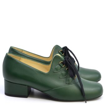 The Sybil In Bottle Green Vegan - Ladies Retro Shoes by Mod Shoes Image