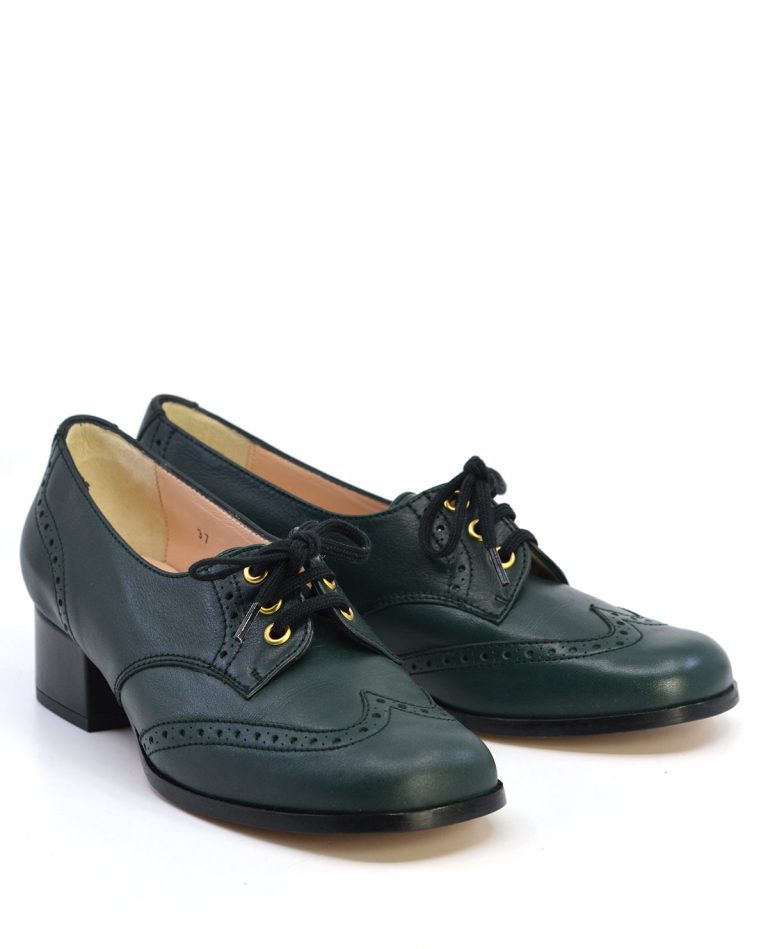 The Aly In Bottle Green – Ladies Retro Shoes by Mod Shoes – Mod Shoes