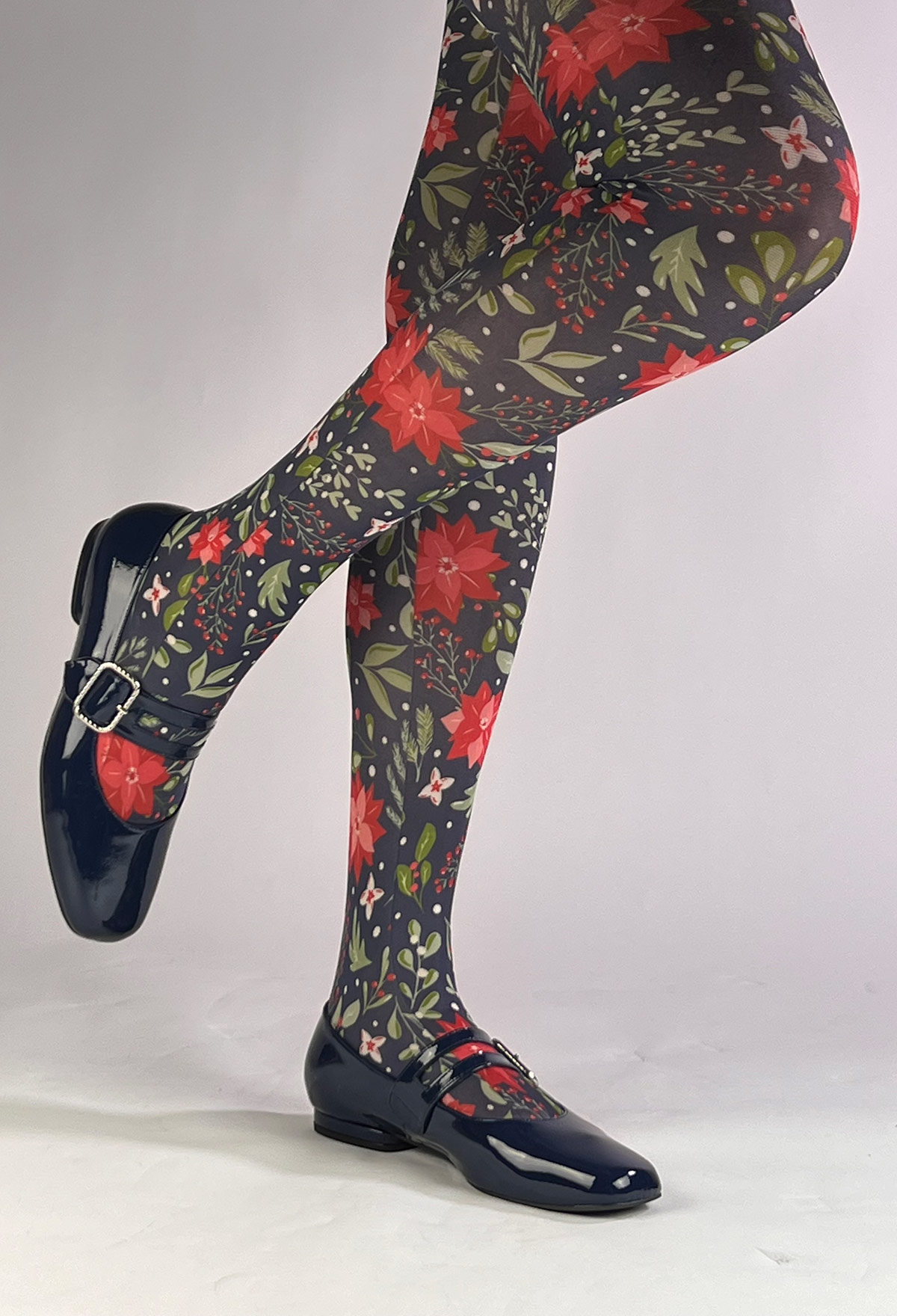 Christmas Floral – ladies vintage retro 60s – 70s style – Mod Shoes