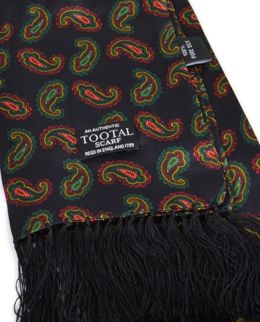 Red Gold Paisley 100% Silk Tootal Scarf - Vintage / Mod Style - Image 2