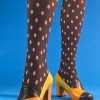 Orange Polka Dot Tights  – ladies vintage retro 60s – 70s style