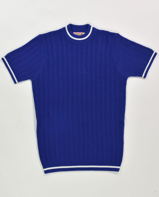 The Carl V2 - True Blue & White Stripe Crew Neck by 66 Clothing