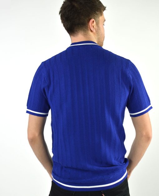 The Carl V2 - True Blue & White Stripe Crew Neck by 66 Clothing