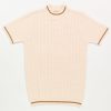 The Carl V2 - Buttercream & Pecan Textured Stripe Crew Neck by 66 Clothing