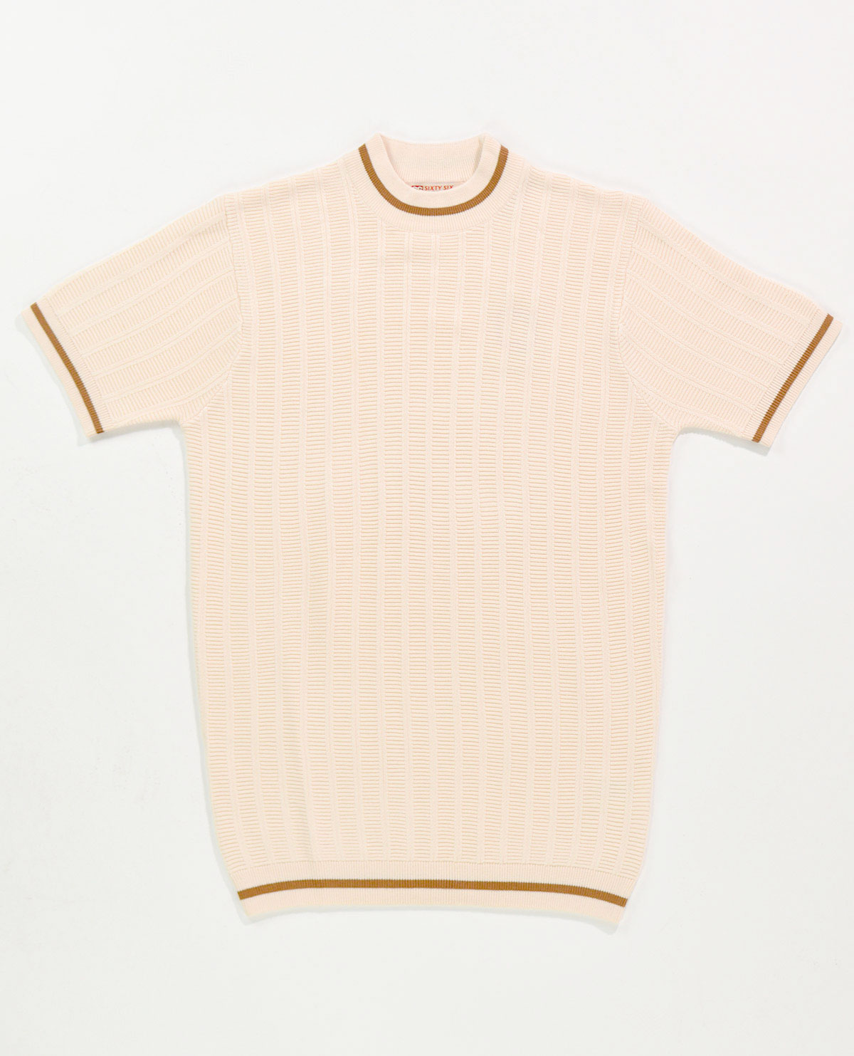 The Carl V2 – Buttercream & Pecan Textured Stripe Crew Neck by 66 ...