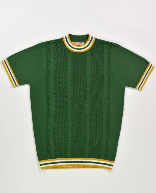 The Carl-  Green with Golden Sun & White Trim Crew Neck by 66 Clothing