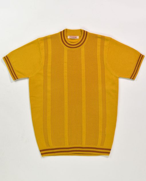 The Carl- Golden Sun & Pecan Stripe Crew Neck by 66 Clothing