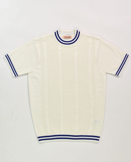 The Carl- Ivory White & True Blue Stripe Crew Neck by 66 Clothing